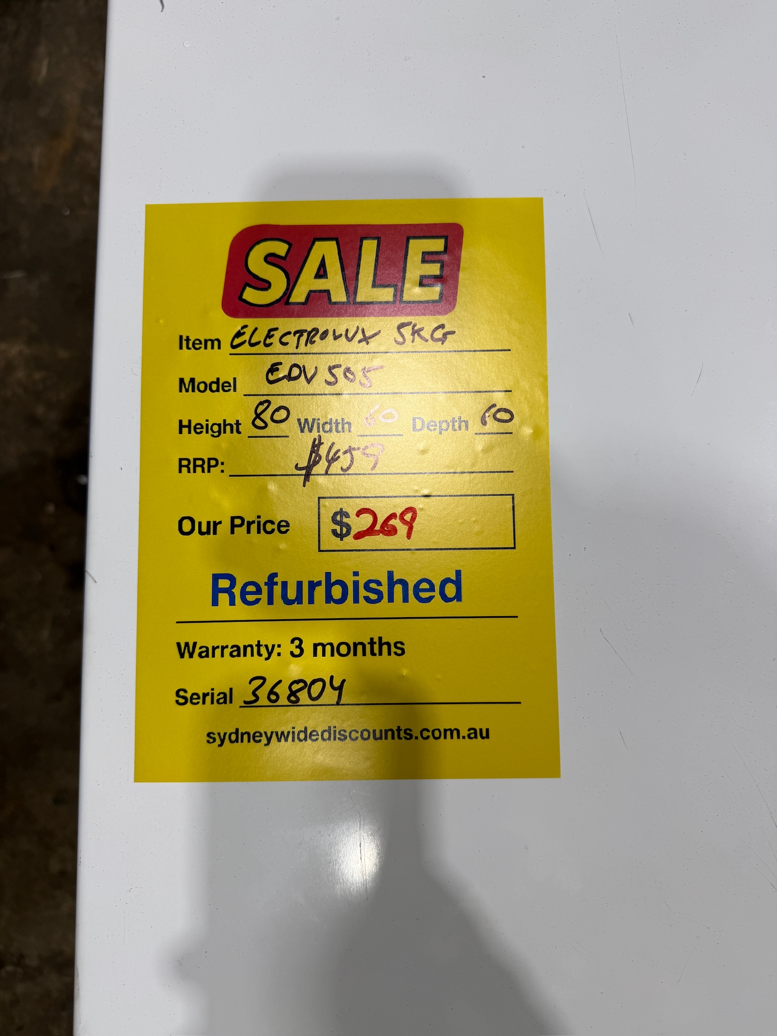 Electrolux 5kg Vented Dryer - Refurbished 36804 - Image 4