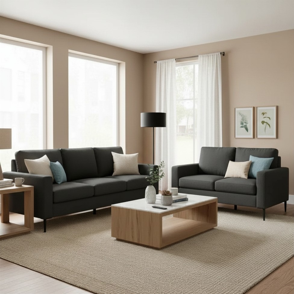 The Mona 3 + 2 Sofa Package - Black - Image 9