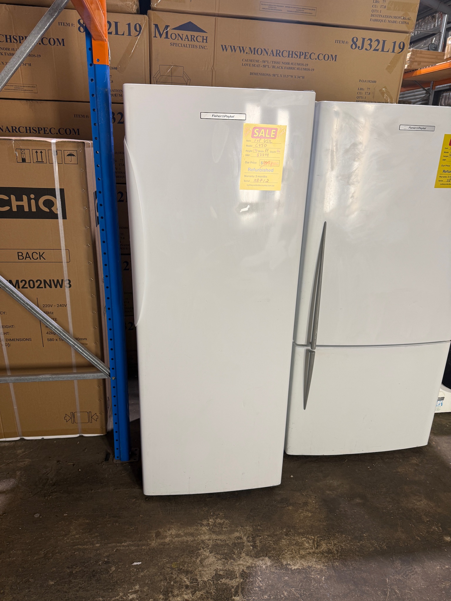 Fisher & Paykel 451L White Upright Fridge - Refurbished 38712