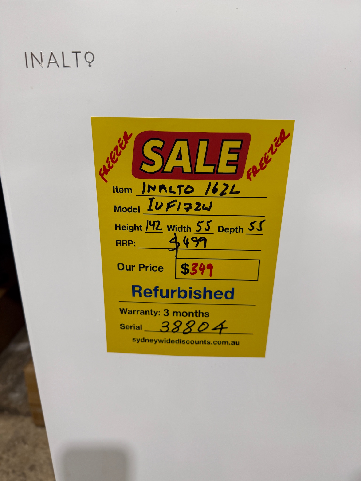 Inalto 162L White Upright Freezer - Refurbished 38804 - Image 6