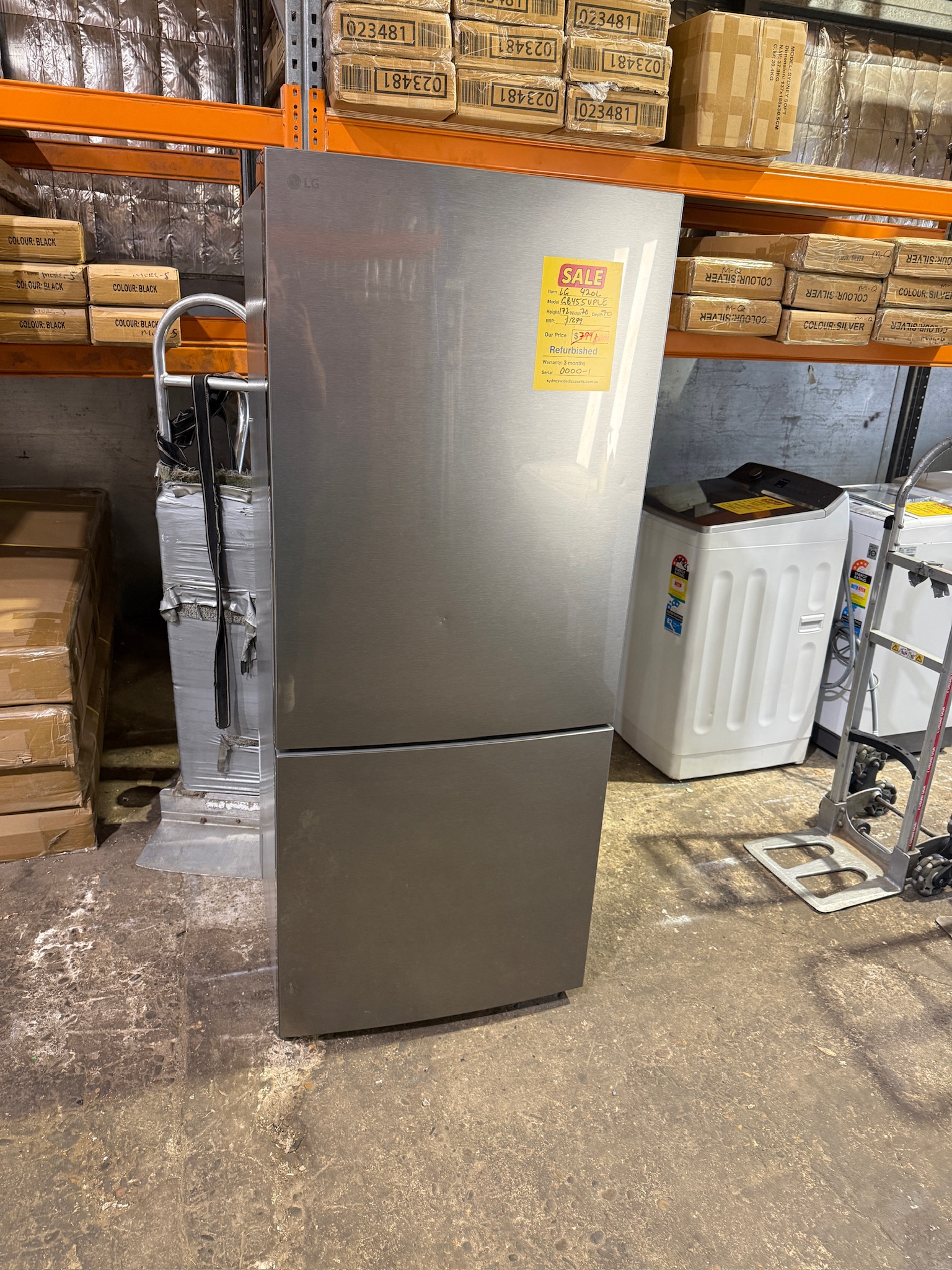 LG 420L Silver Bottom Mount Fridge Freezer - Refurbished 0000-1